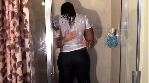Show Big Black Booty Grinding White Dick in Shower till they cum fresh Videos
